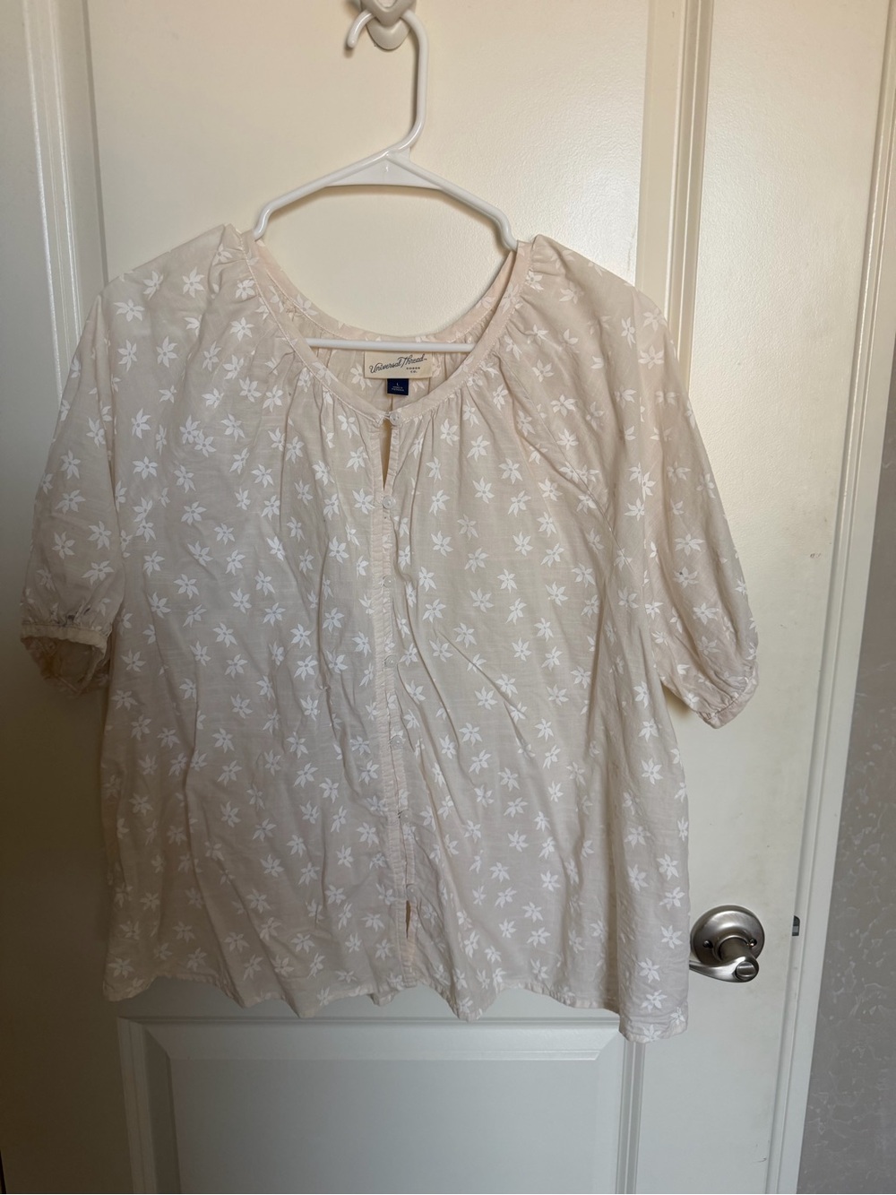 Universal Thread Cream Embroidered Peasant Blouse